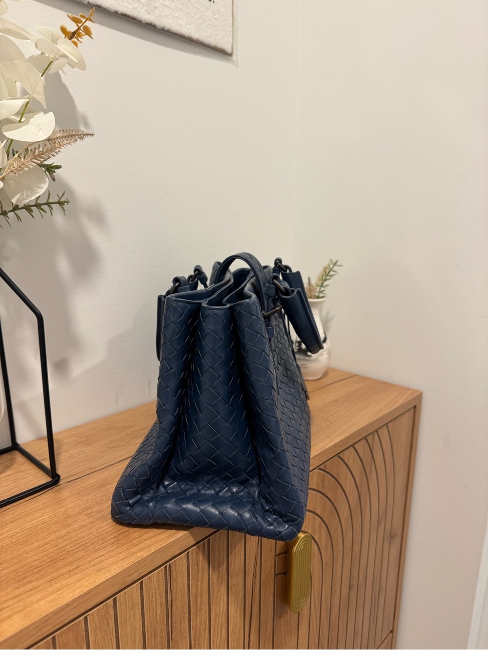 Bottega Veneta Tote, Roma Intrecciato, Blue, Classic, Limited Edition - Picture 6 of 7